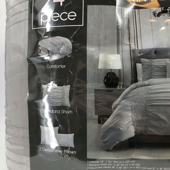 Hallmart Collectible Amalina 4-Pc Comforter Set Twin/ Twin XL Grey - Picture 6 of 9
